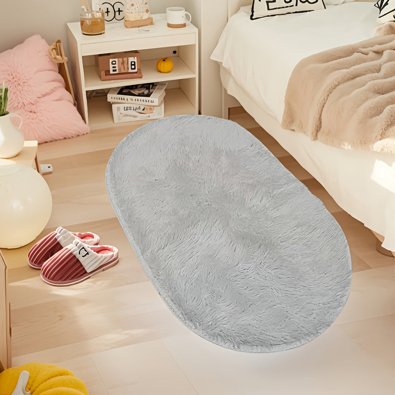 Овальный пушистый ковер с длинным ворсом, нескользящий, моющийся в машине, из полиэстера, толщиной 40 мм, для гостиной, спальни, ванной