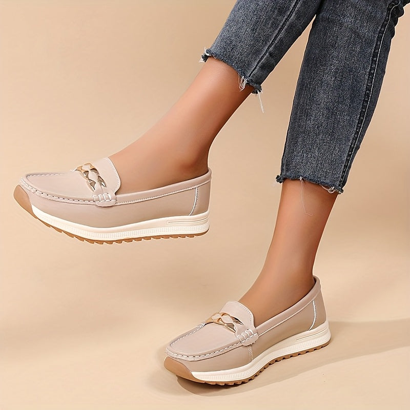 Women's Slip-On Moccasin Shoes with Sequin Embellishments and Non-Slip Soles