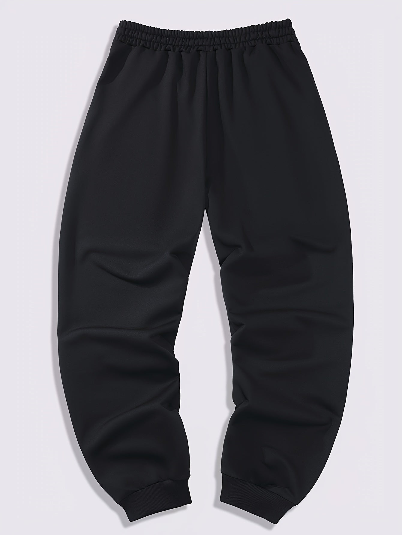 Men's Polyester Sweatsuit Set Hooded Sweatshirt and Joggers with Pockets Solid Color Regular Fit for Spring Fall