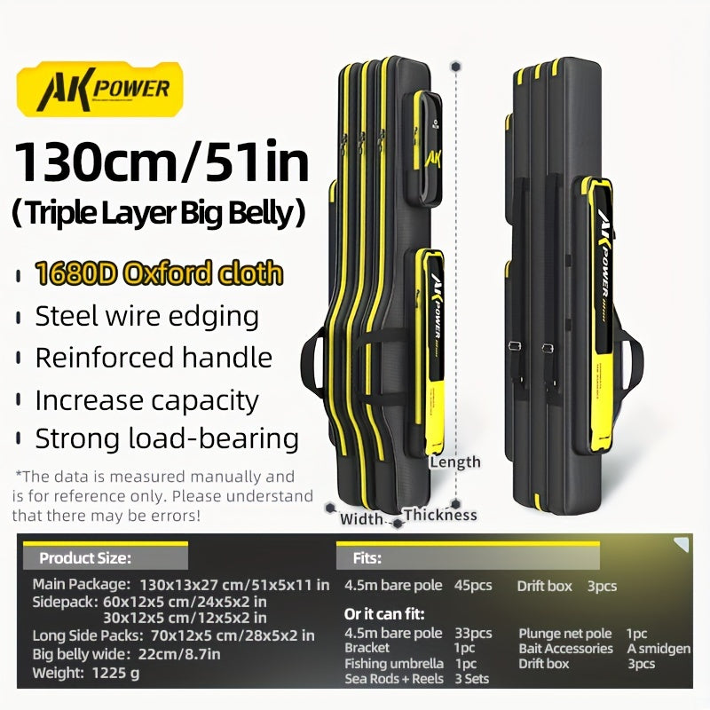 Fishing Rod Case Water-Resistant Oxford Fabric Multi-Compartment for Fly and Lure Rods