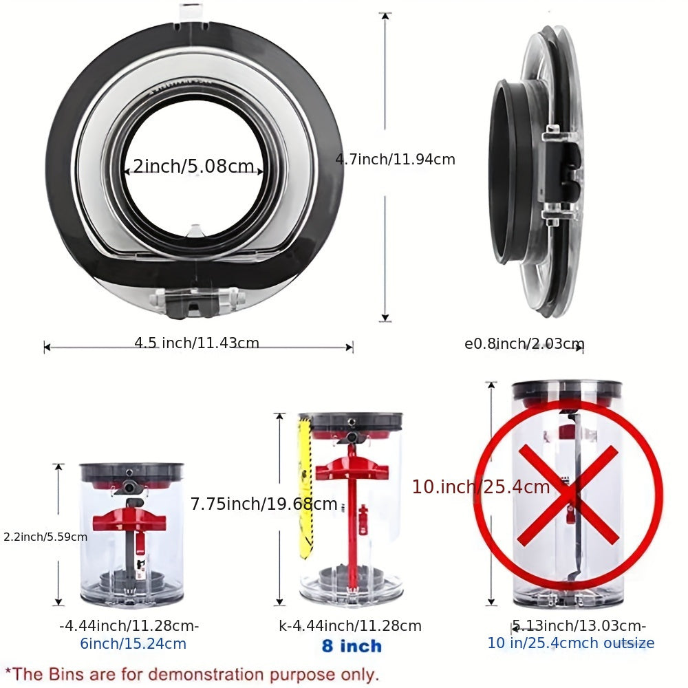 Dyson V10 V11 SV12 SV14 SV15 changyutgichi uchun muhrlangan halqa qopqog'i bilan chang qutisi qopqog'i.