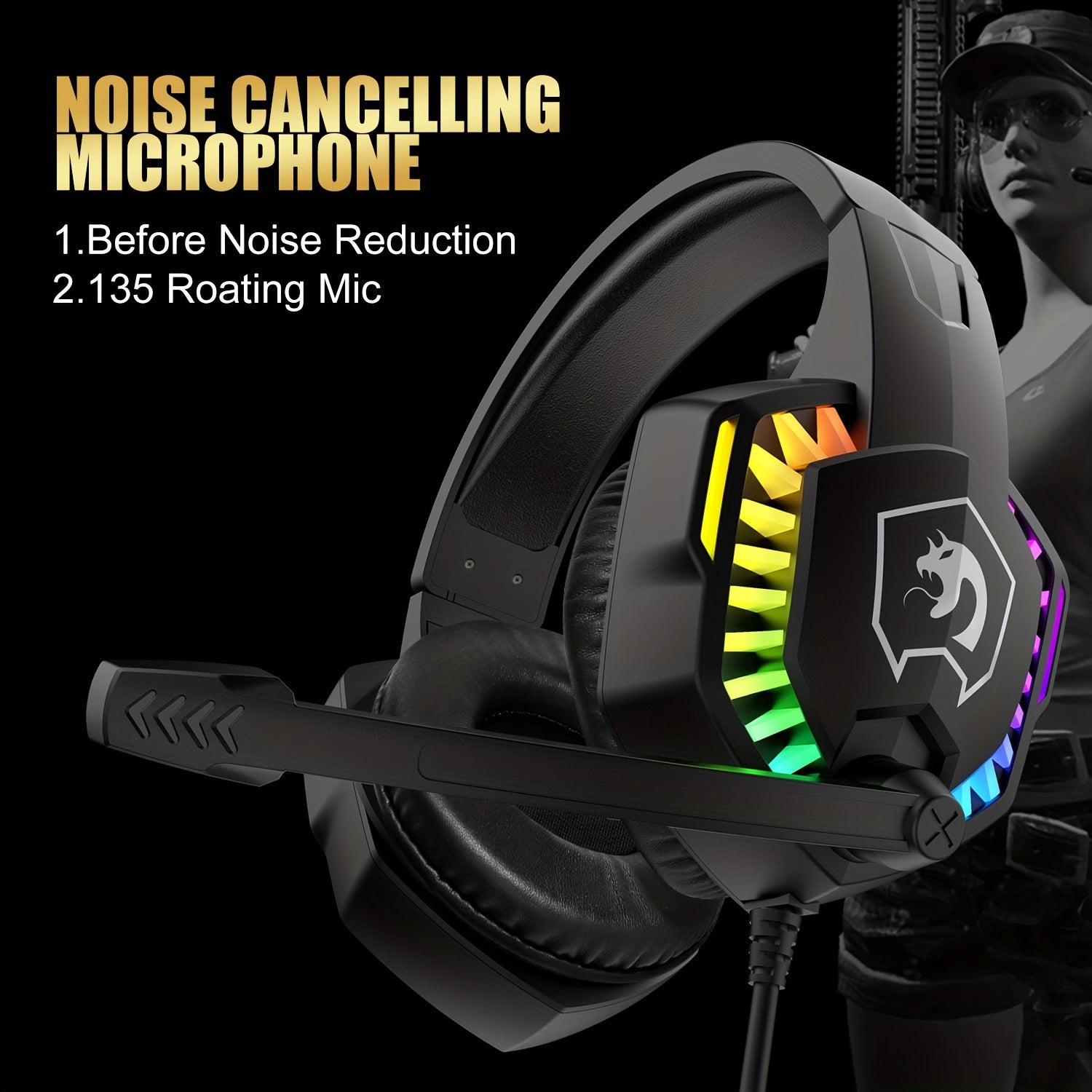 Wired Gaming Keyboard and Mouse Set with Rainbow LED Backlit Headset and Mouse Pad for PC, Mac, PS4, Xbox