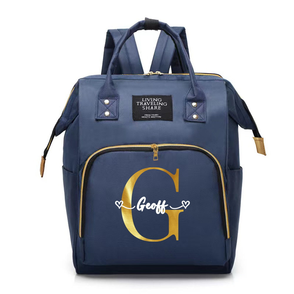 Personalized Oxford Cloth Diaper Bag with Large Capacity and Bottle Organizer