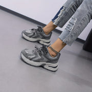 Women's Mesh PU Cover Retro Casual Sneakers Low-Top Lace-Up Walking Shoes