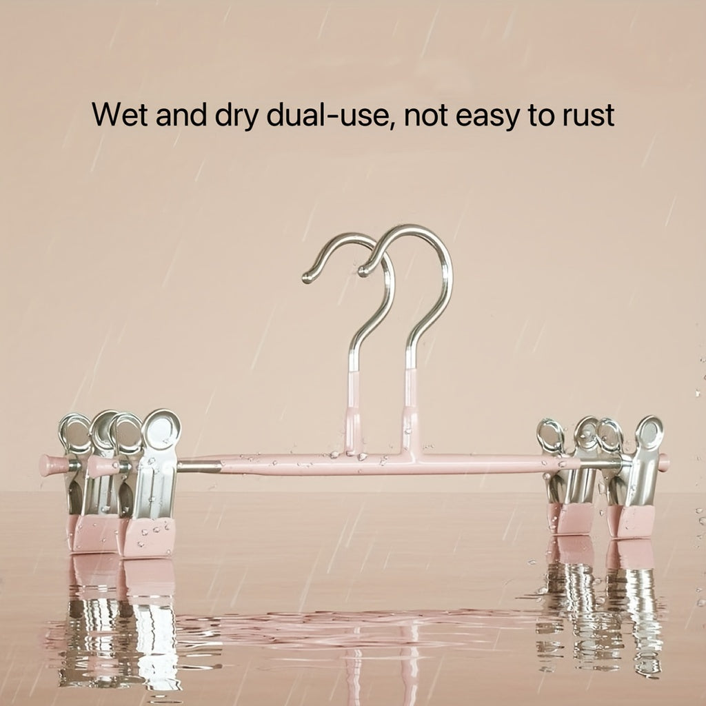 10 Premium Stainless Steel Pants Hangers with Adjustable Clips Heavy Duty No Slip