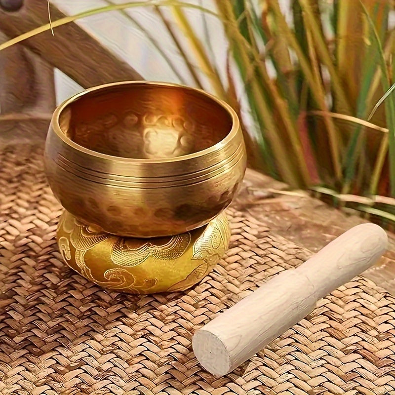 Hand-Hammered Copper Tibetan Singing Bowl Set for Meditation Healing Relaxation