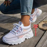 Women's Slip-On Sneakers with Height Boost Breathable Mesh White Pink