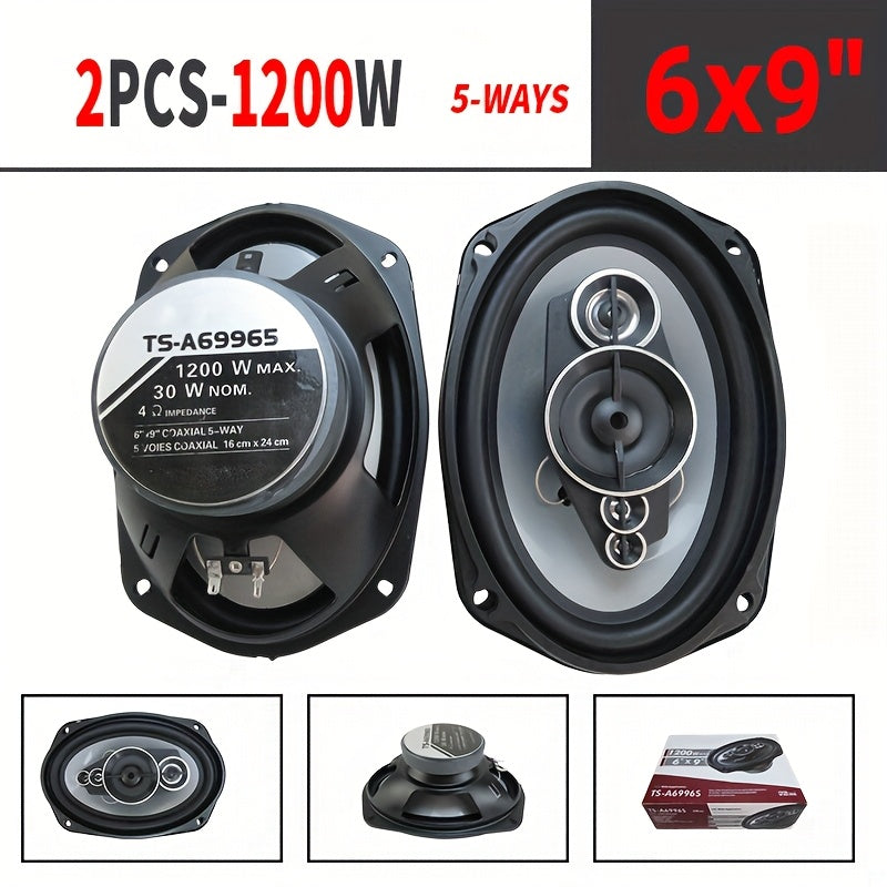 Juego de 2 altavoces coaxiales para coche de 6x9 pulgadas y 1200W para sonido envolvente de alta fidelidad