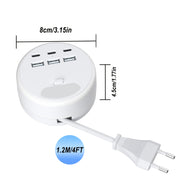 Estación de carga USB de 6 puertos con 3 puertos USB-A y 3 puertos USB-C, cable de extensión ultrafino para viajes y oficina en casa
