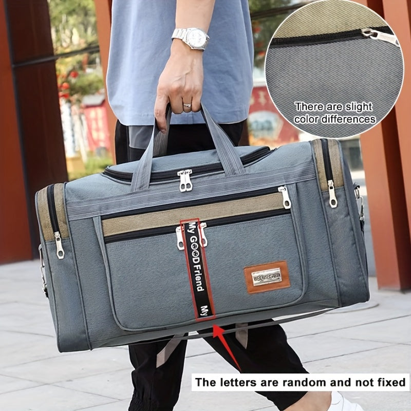 Nylon Travel Duffel Bag with Shoulder Straps Spacious Lightweight Gym Overnight Black Gray Khaki