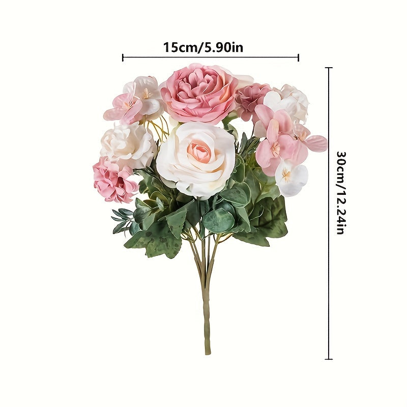 Sun'iy gul buketi, pushti, apelsin, bej, oq, to'ylar, partiyalar, uy bezatish uchun