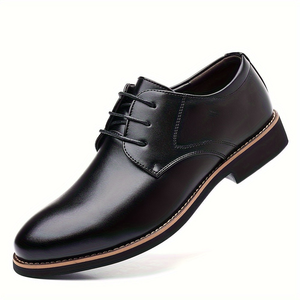Men's Casual Leather Lace-Up Shoes for Business and Walking Durable Soft Soles