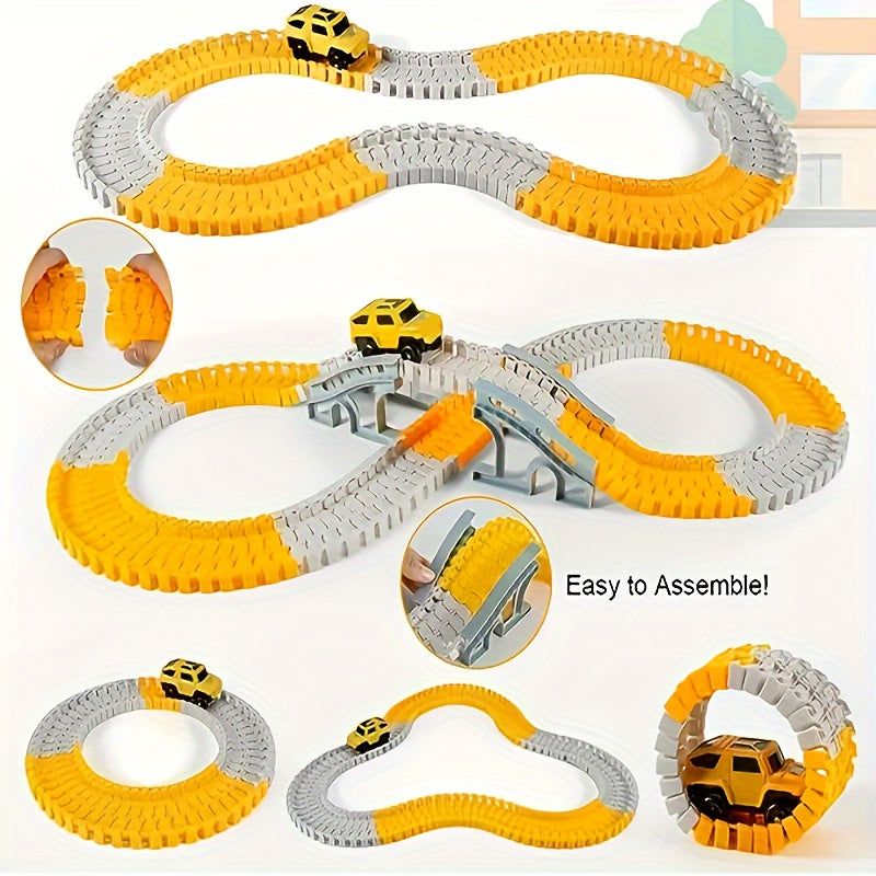 Educational DIY Electric Rail Car Toy for Kids Age 8+ Plastic Battery-Free Small Train Black Yellow