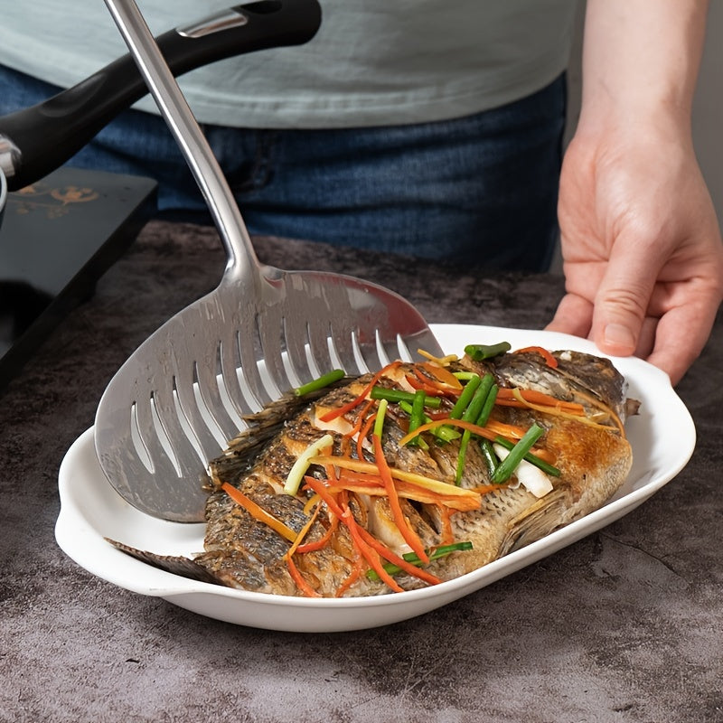 Stainless Steel Fish Frying Shovel Pancake Flipper Steak Cooking Utensil