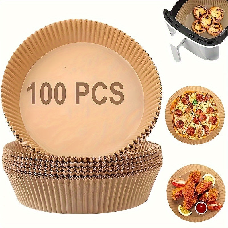 100 piezas de papel de horno desechable antiadherente para freidoras de aire, asar y microondas