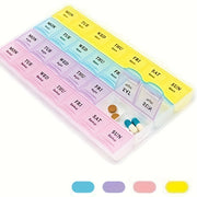 Unisex Plastic Pill Organizer 28 Compartments Colorful Daily Medication Storage
