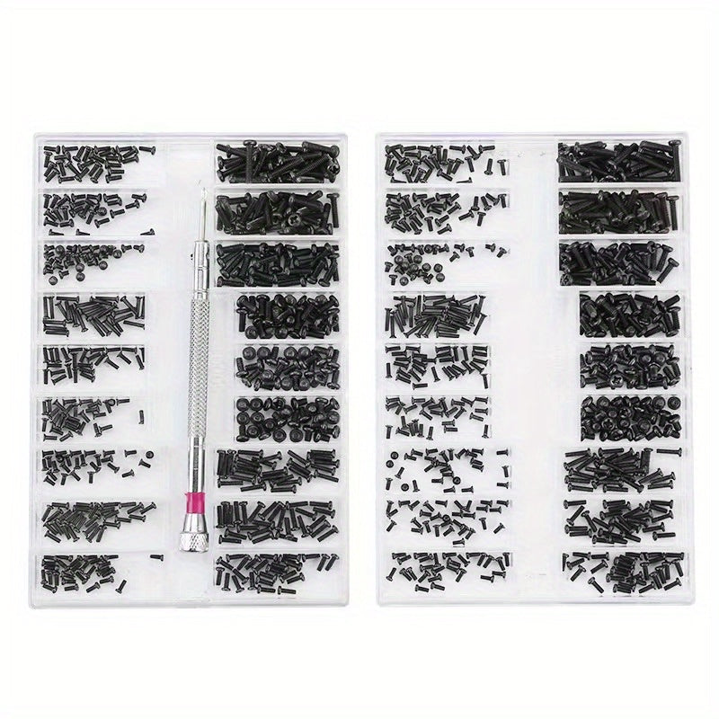 Micro Repair Screw Set for Glasses Watches Jewelry, 540pcs with Screwdriver