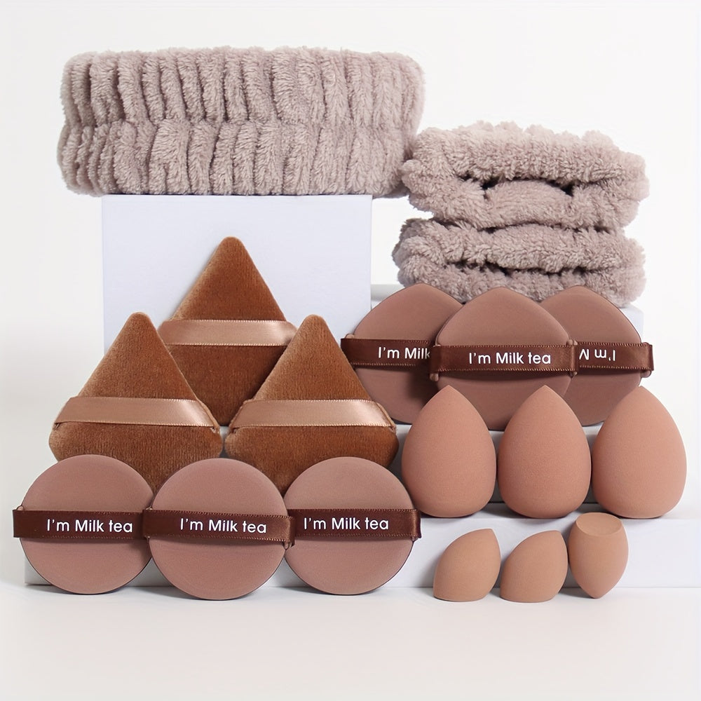 18-Piece Makeup Sponge and Brush Set with Puffs and Accessories for All Skin Types