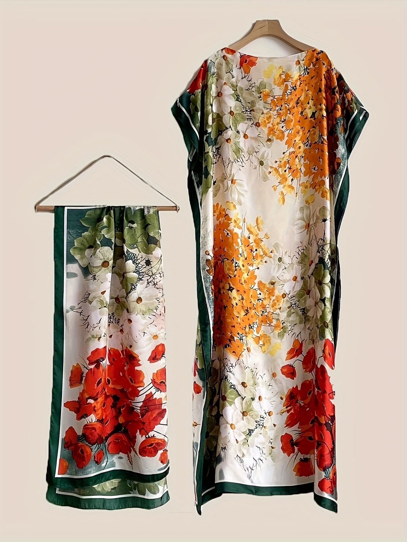 Plus Size Women's Floral Print Maxi Dress Long Sleeve Boho Chic