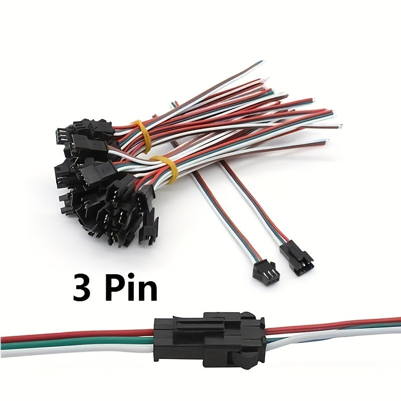 5 Sets of 15cm JST SM Male to Female LED Strip Light Connectors 2P 3P 4P 5P 6P