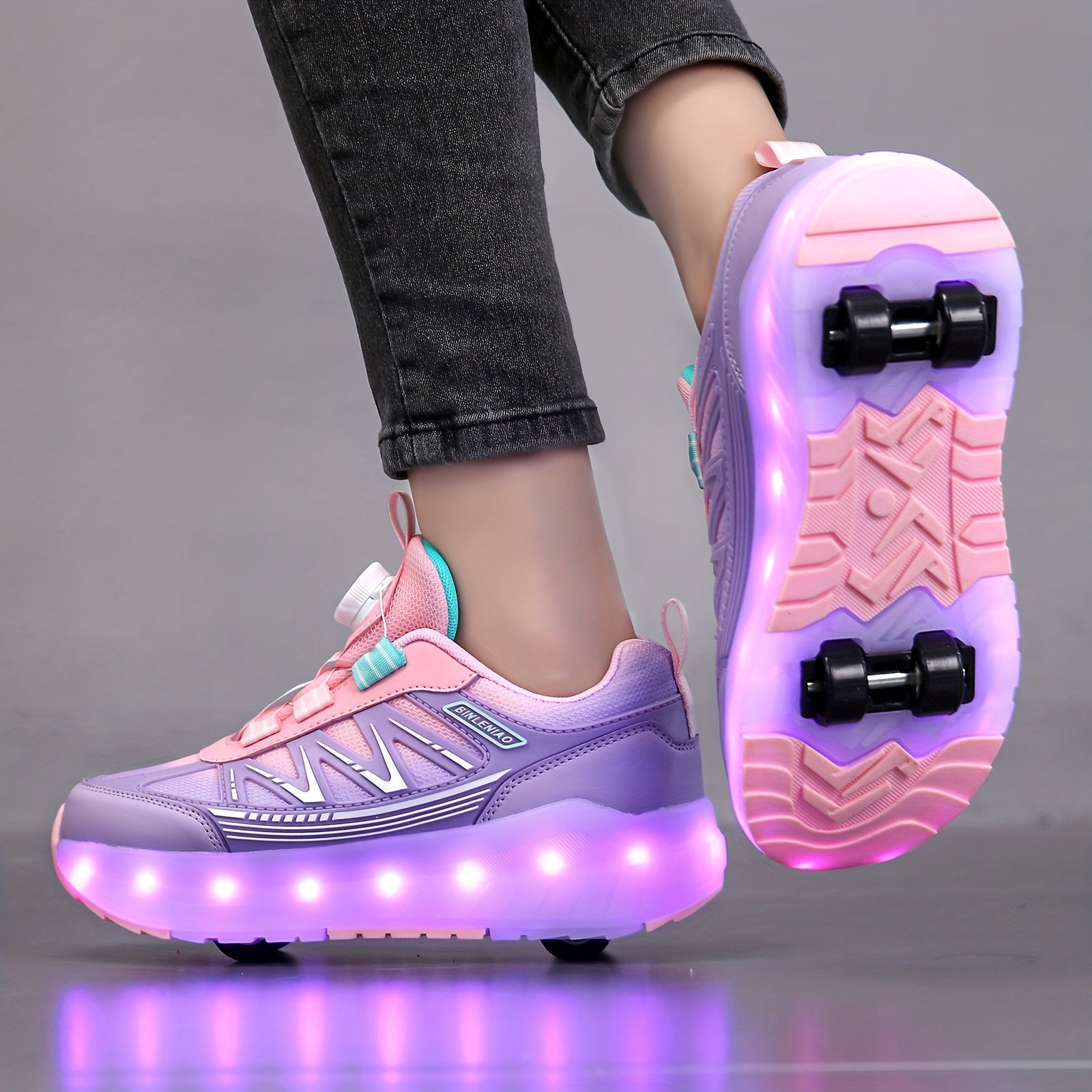 Kids LED Rechargeable Light Up Roller Skates for Boys and Girls Age 14 and Under