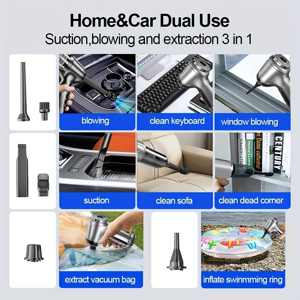 Cordless Handheld Vacuum Cleaner with Cyclone Suction and Blower for Car Home Office
