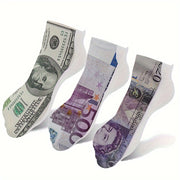 Men's Novelty Currency Pattern Socks Polyester Geometric Fun Gift