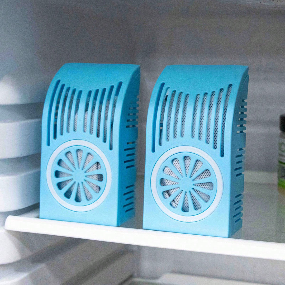 Caja de desodorante de carbón activado para refrigerador, PVC, eliminador de olores, sin batería