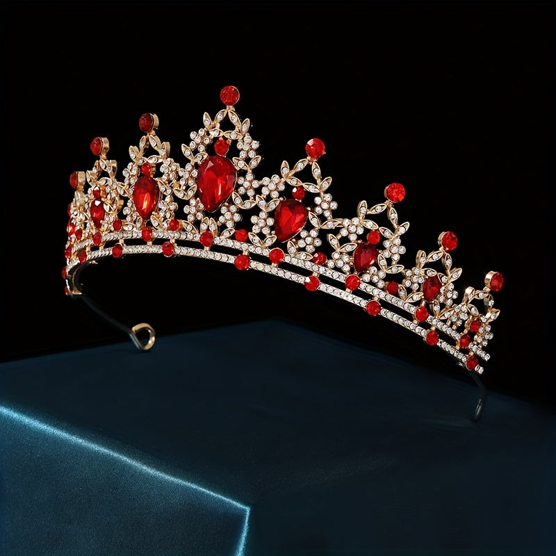 Ladies' Elegant Party Tiara with Classic Crown Jewels for Bridal and Royal Occasions