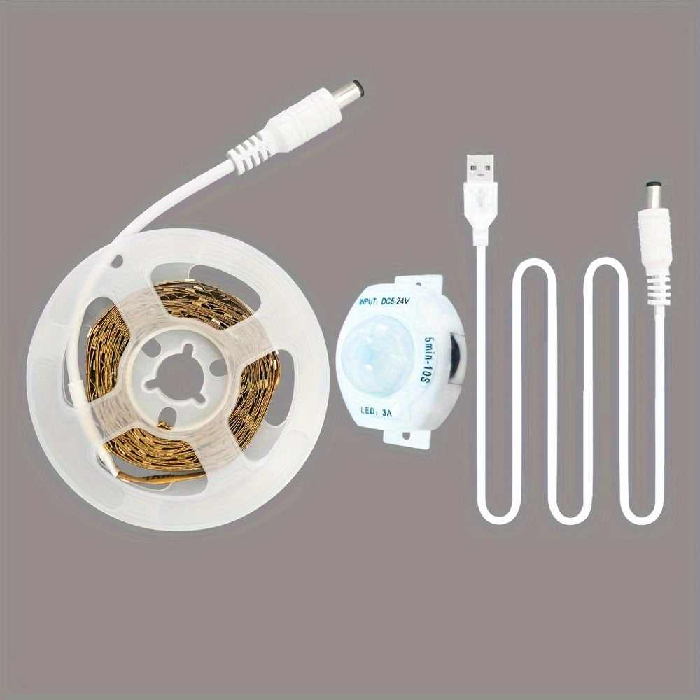 LED Strip Light With Motion Sensor White USB Powered For Stairs Cabinets and Bedrooms
