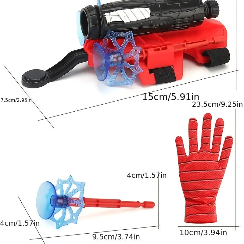 Kids' Spider Shooting Toy Set with Wrist Launcher and Red Black Plastic