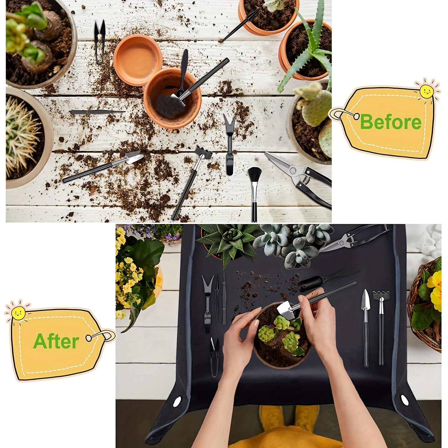 Mini Garden Tool Set for Succulents and Bonsai Stainless Steel Handles Trowel Shovel Spray Bottle