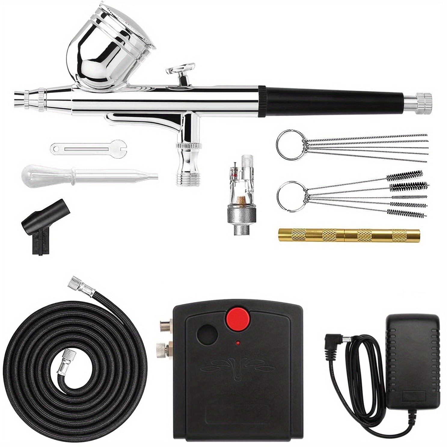 Portable Mini Airbrush Kit with Compressor Dual-Action Gravity Feed for Crafts Cake Decorating and Tattoo