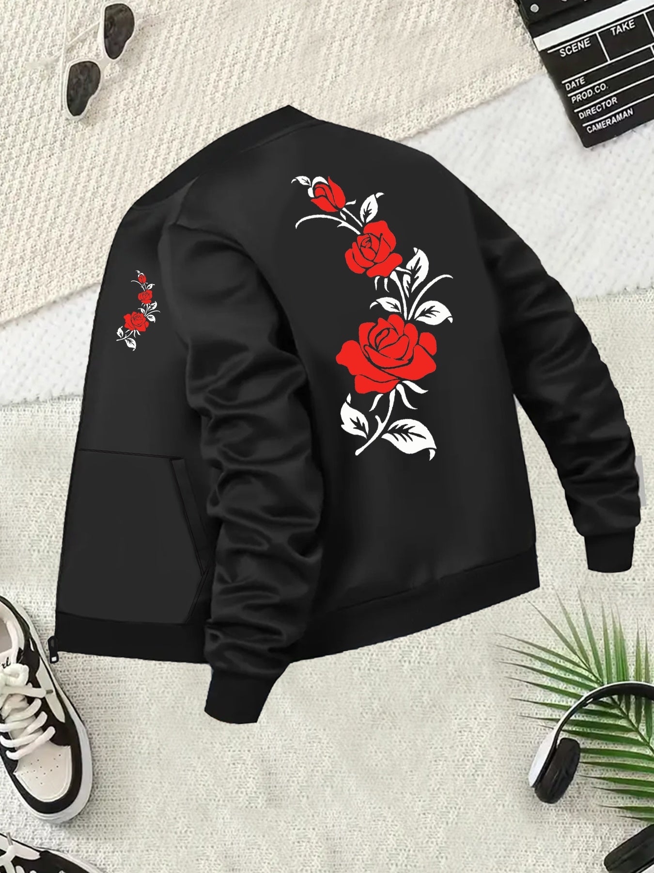 Plus Size Women's Casual Baseball Collar Jacket Lightweight Polyester Floral Print All-Season