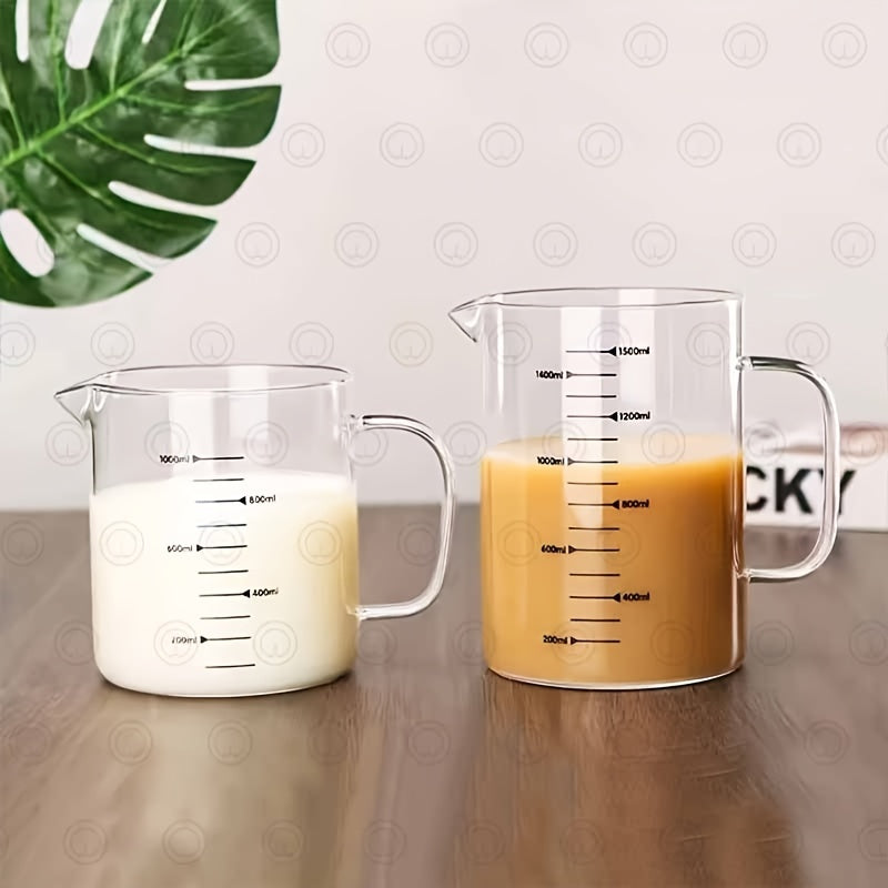 Juego de tazas medidoras de vidrio de borosilicato resistentes al calor, duraderas, para cocina y repostería 33.81oz