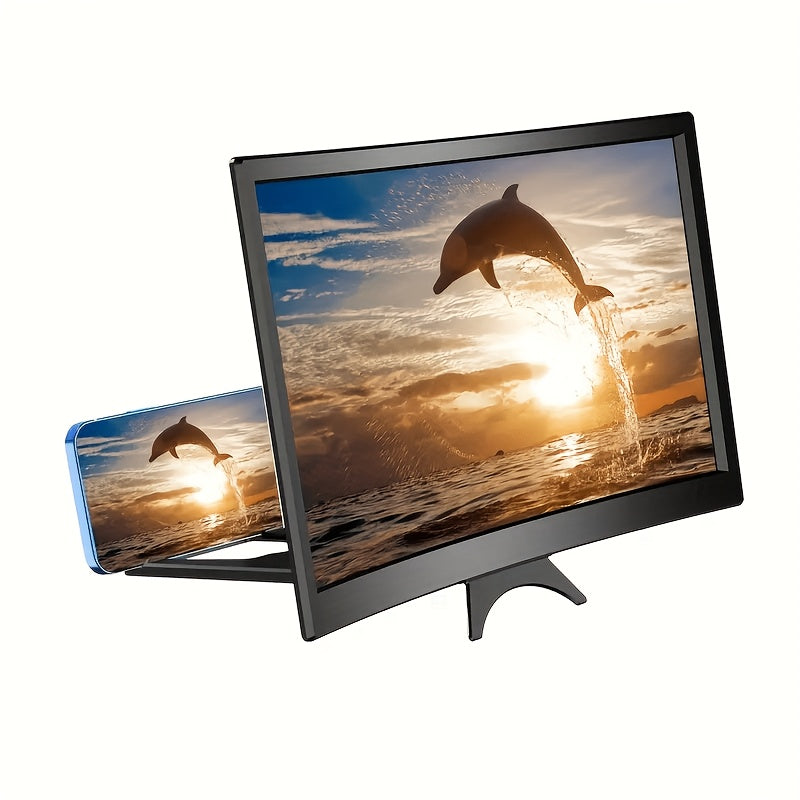 14 dyuymli 3D egri ekranli kattalashtiruvchi, film, video va o'yinlar uchun buklanuvchi stand bilan, quvvat talab qilinmaydi