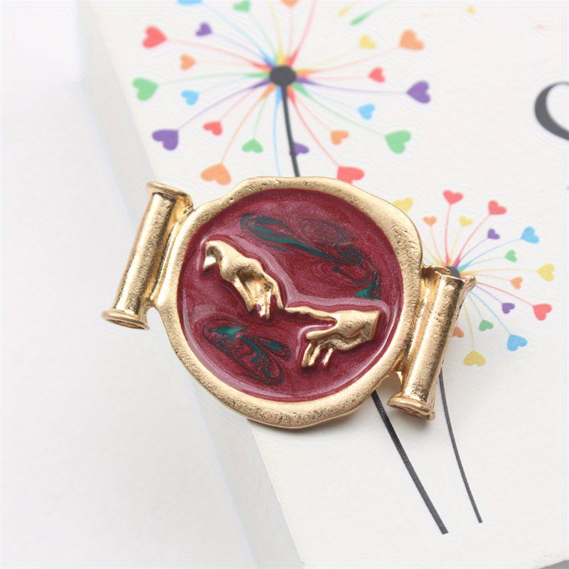 Ayollar uchun vintage emal brosh, noaniq shakl, qoʻl bilan chizilgan, nafis zargarlik sovgʻasi