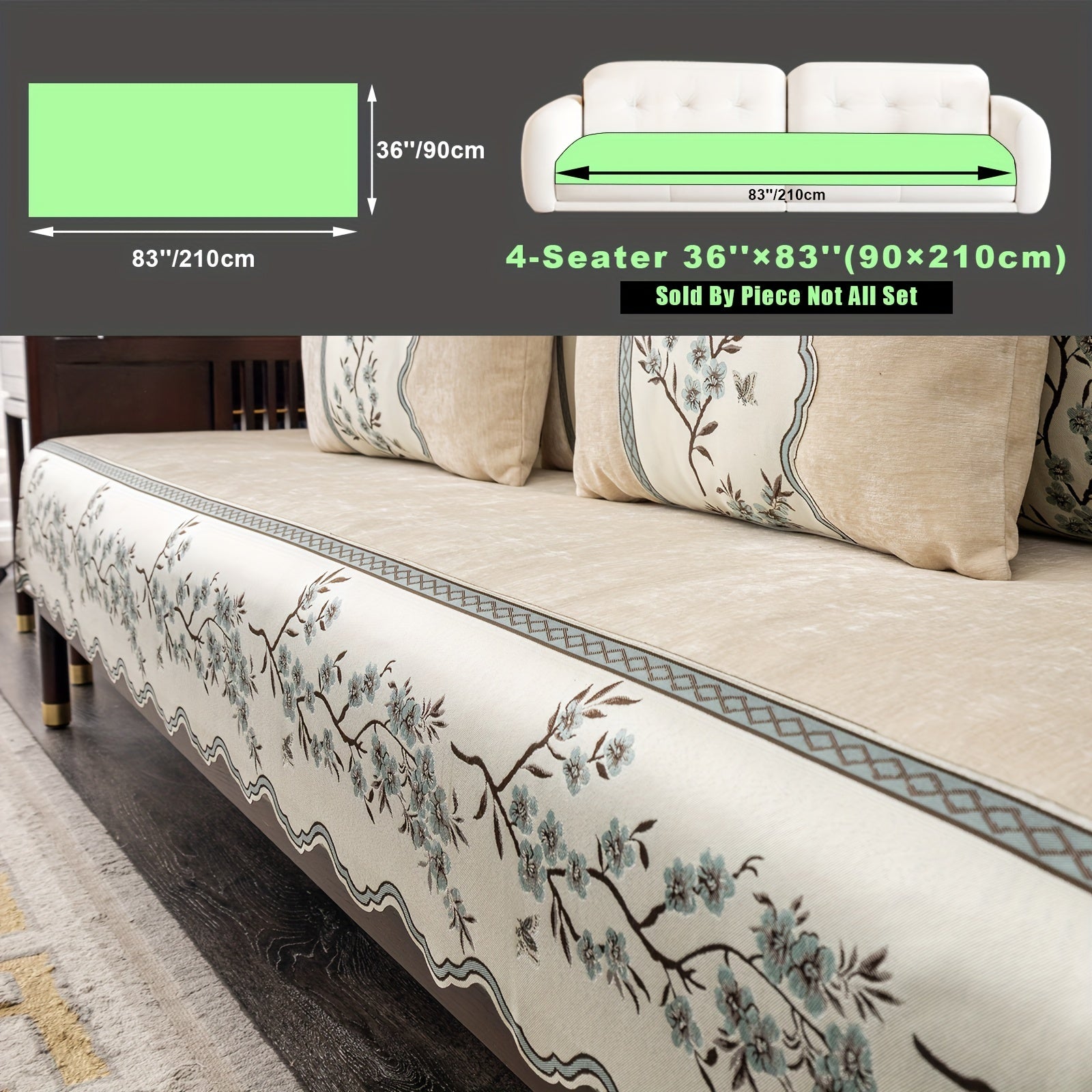 Чехол на диван с цветочным узором для всех сезонов с подушками и защитными чехлами для подушек для гостиной, спальни, офиса