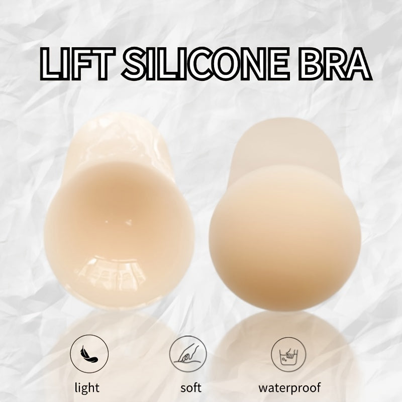 Silicone Lift Bra Pasties Waterproof Seamless for Strapless Dresses Beige