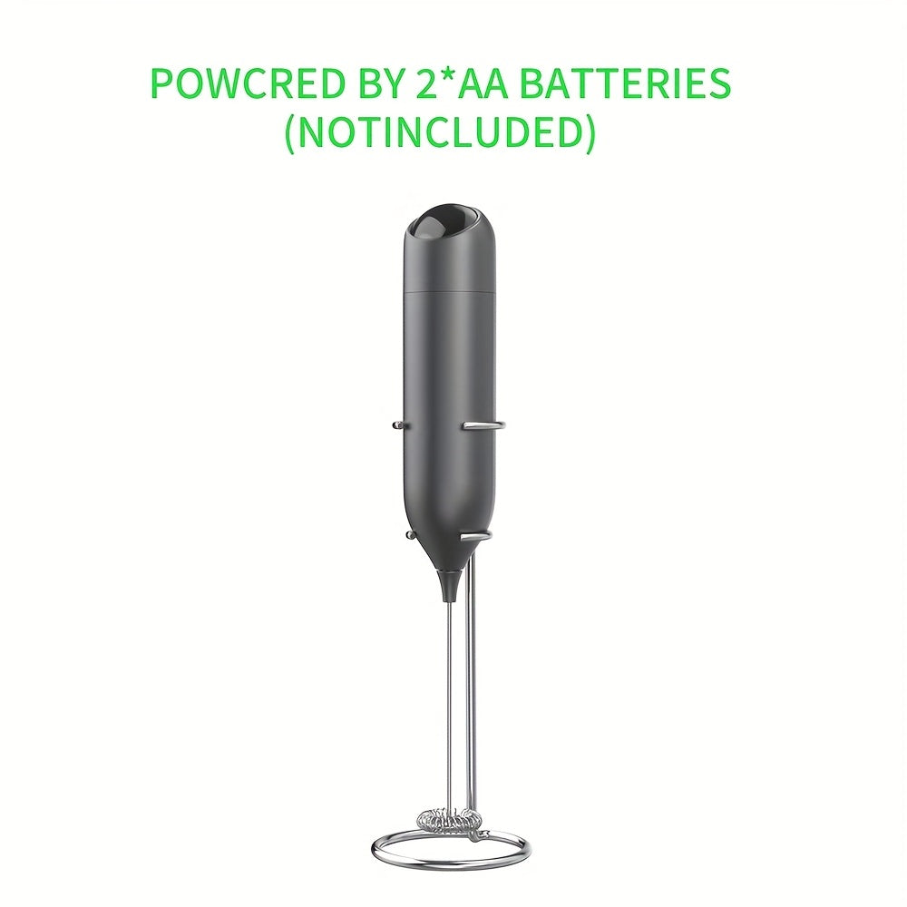 Electric Milk Frother Handheld Stainless Steel Stand Battery Powered For Coffee Latte