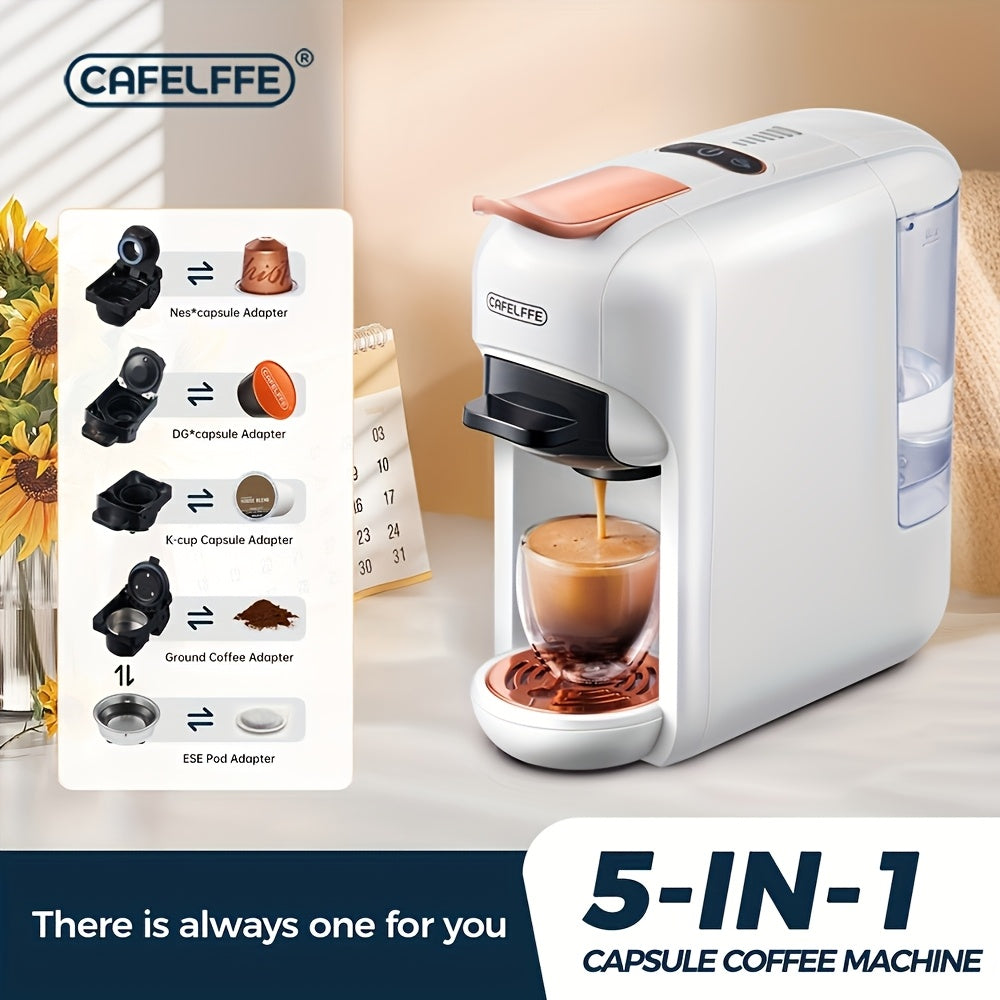 5-In-1 Capsule Coffee Maker Fully Automatic with Ground Coffee for Home Office