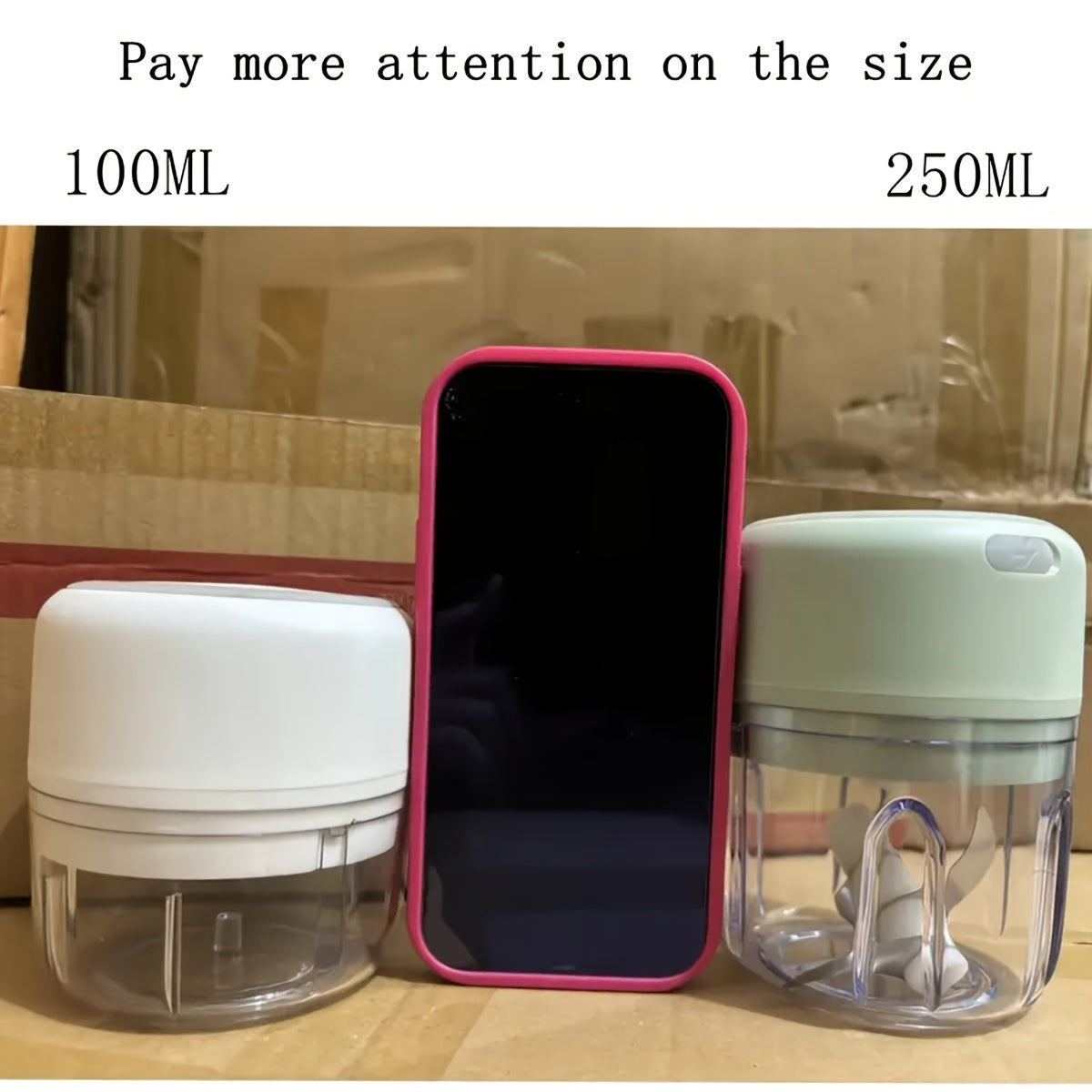 Mini Electric Garlic Chopper Portable Food Processor 250ml Rechargeable