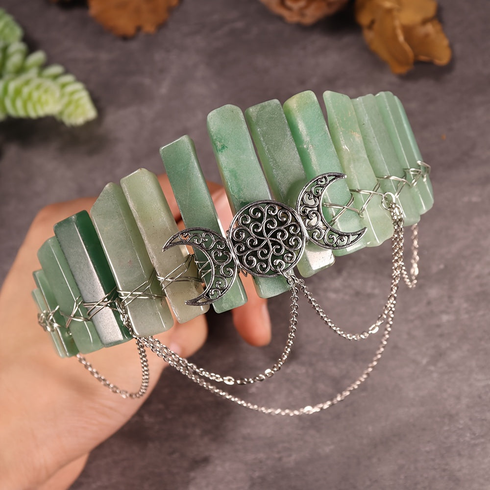 Women’s Natural Stone and Alloy Witch Crown Headband for Eid Celebrations