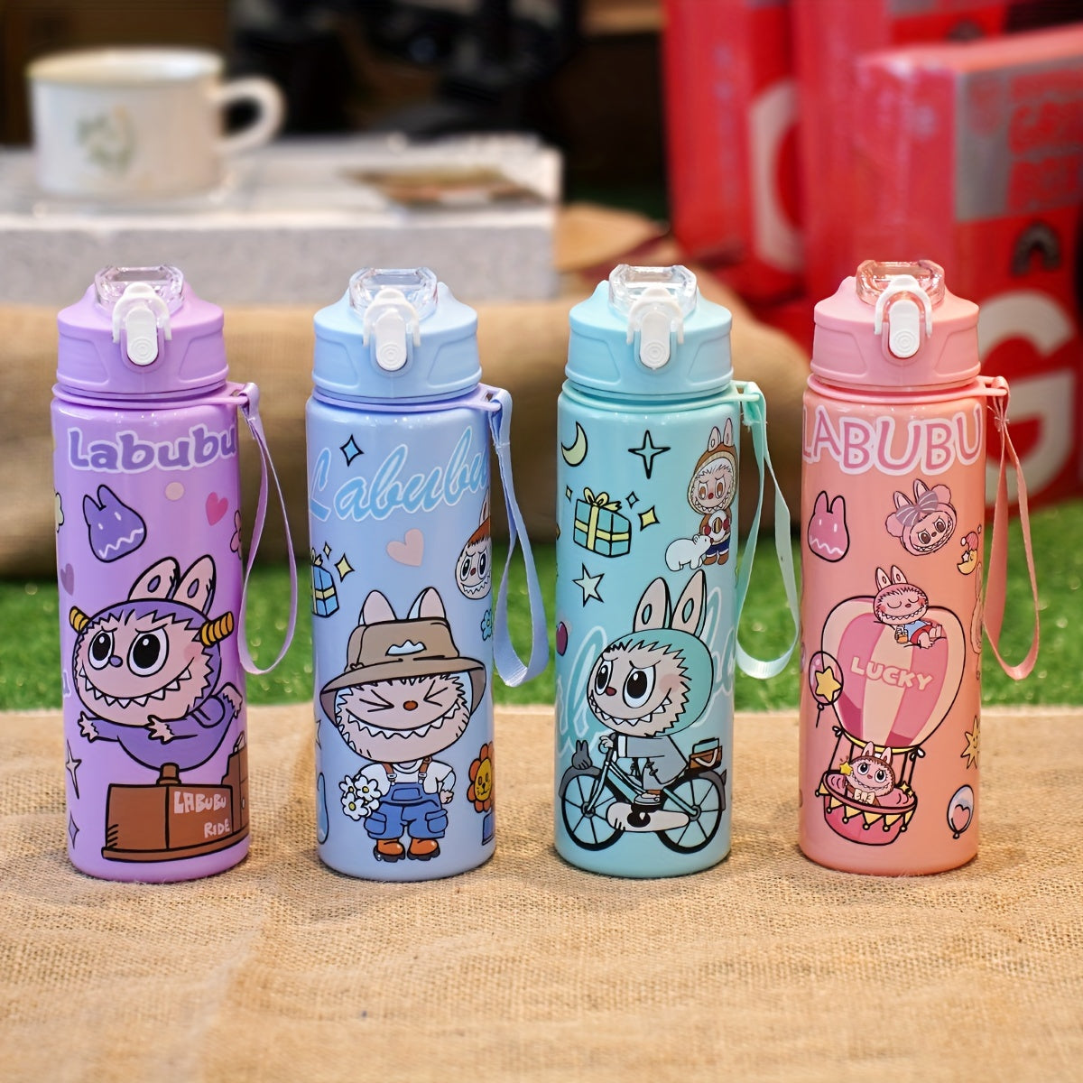 23oz suyuqlik o'tkazmaydigan portativ suv shishasi, sport, lager va maktab uchun qo'l halqasi bilan