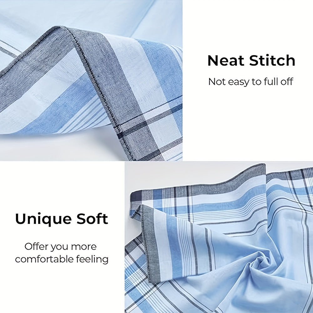 Набор из 12 мужских хлопковых носовых платков с клетчатым узором, стильный подарок