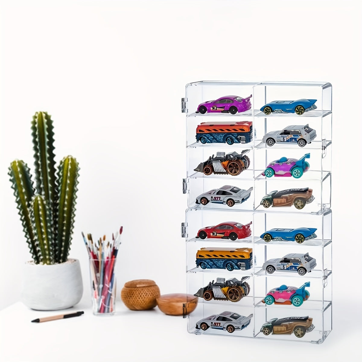 Acrylic Display Case for Cars 16 Slots Office Home Decoration