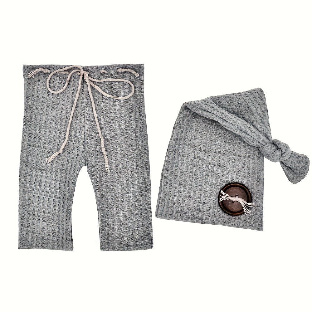 Baby Boy 2-Piece Pants and Cap Set Cotton Photo Outfit
