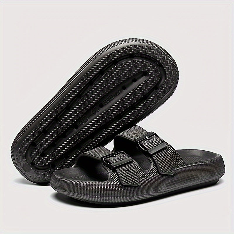 Men's EVA Slides Casual Open Toe Slip On with Buckles for Indoor Outdoor Summer