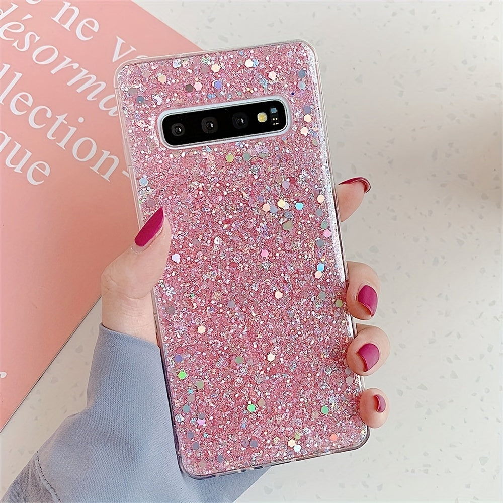 Rang-barang porloq glitter sequined TPU telefon qutisi Samsung Galaxy S10 S10 Plus uchun shokga chidamli tushishdan himoya