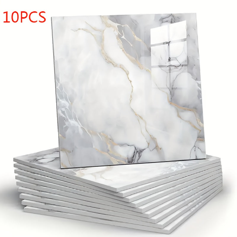 Adhesivos de pared de vinilo de mármol boho cuadrado reutilizables y lavables, PVC de alto brillo para cocina y baño